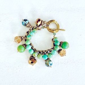 Turquoise and crystal bead bracelet